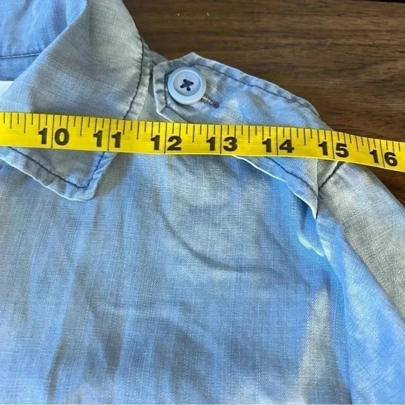 ❤️ BB Dakota Blue  Chambray Denim Hooded Jacket Sz XS Tencel Lightweight Cinched - Picture 7 of 10